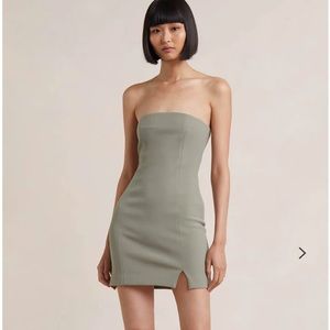 Bec & Bridge : Karina Strapless Split Mini Dress in Sage